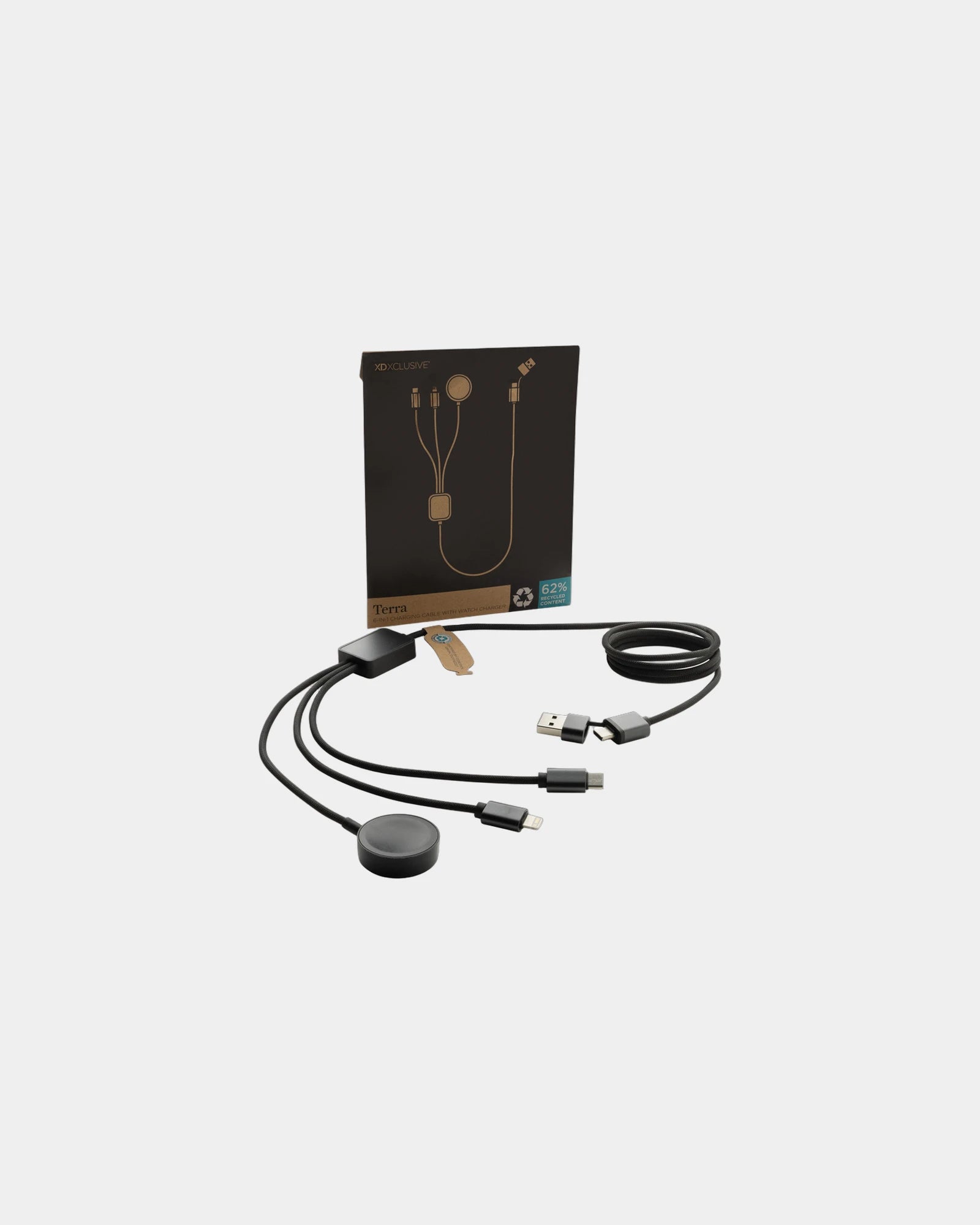 Multikabel 6-in-1 gerecycled RPET Terra om te personaliseren - 1